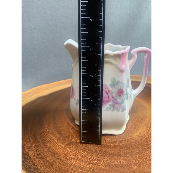 Vintage German Porcelain Creamer Pitcher with Floral Pattern 4 inch tall - Picture 8 of 14